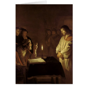 Cartão Cristo antes do padre alto, 1617