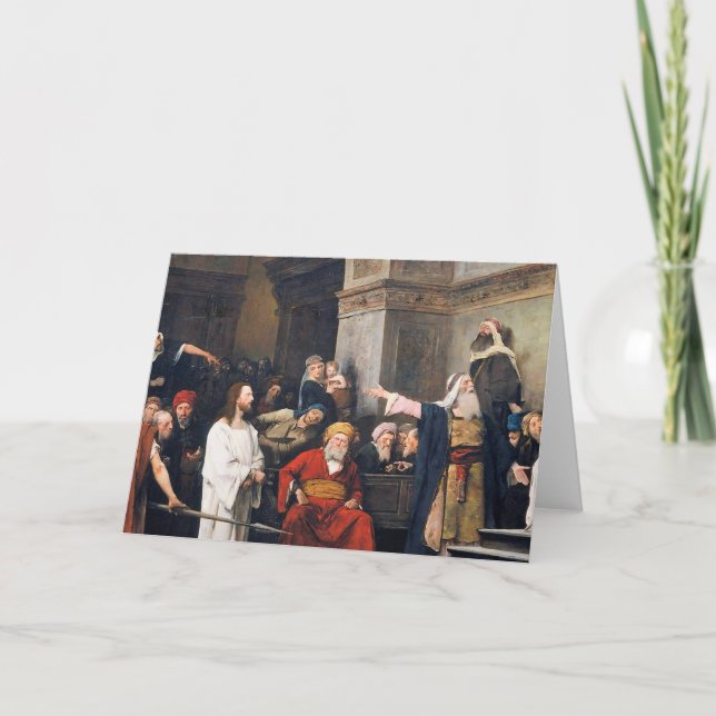 Cartão Cristo Antes Do Pilato 1880 Por Mihaly Munkacsy (Frente)