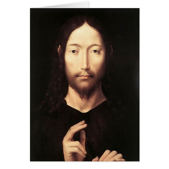 Cartão Cristo de Hans Memling- que dá sua bênção (Frente)
