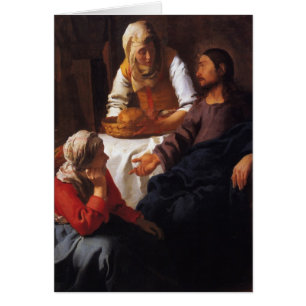 Cartão Cristo na casa de Mary & de Martha