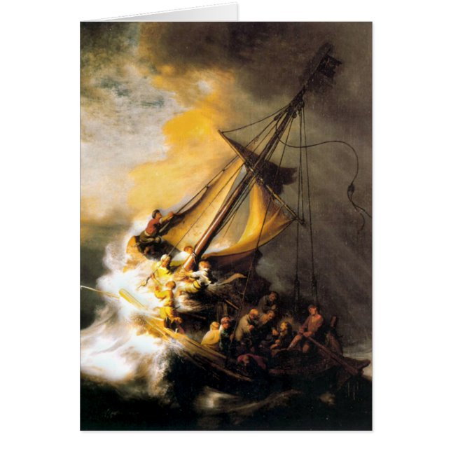 Cartão Cristo na tempestade no mar de Galilee Rembrandt (Frente)