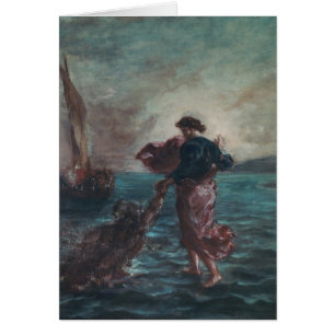 Cartão Cristo que anda na água
