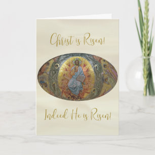 Cartão Cristo Ressuscitou Pantocrator Páscoa Ortodoxa