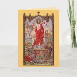 Cartão Cristo risen com soldadores na placa de Páscoa Tom