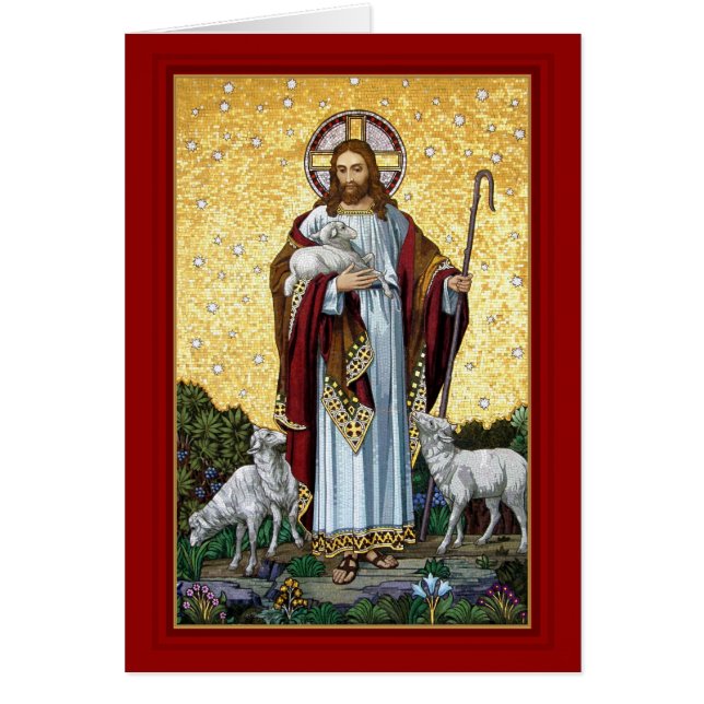 Cartão Cristo The Good Shepherd Tiling, Kufstein, Áustria (Frente)