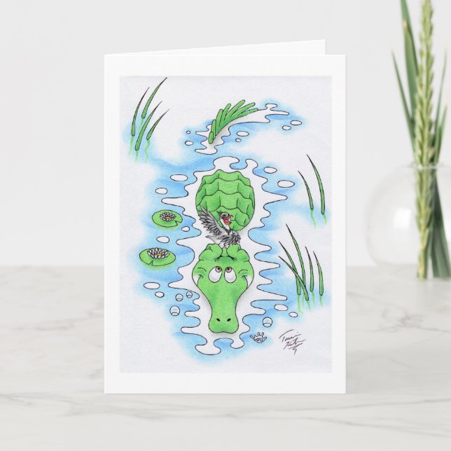 Cartão Crocodilo do aniversário (Frente)