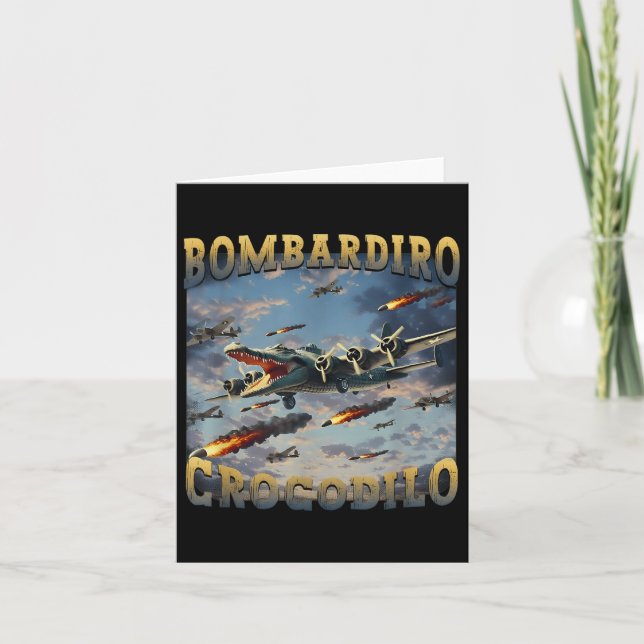 Cartão Crocodilo Engraçado Memória Bombardiro Crocodilo F (Frente)
