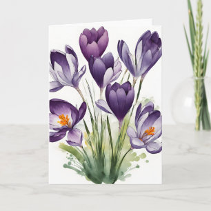 Cartão Crocus - Flores aquarela