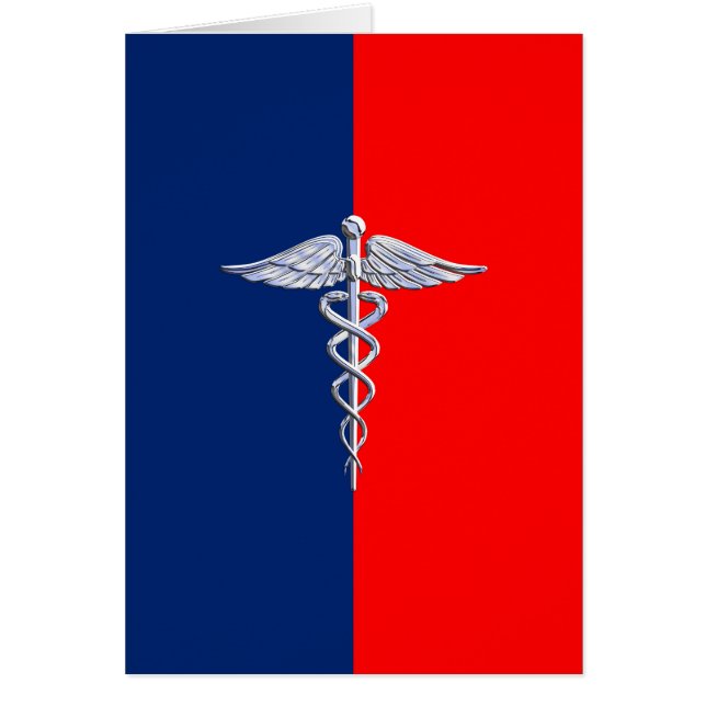 Cartão Cromo Como Caduceus Símbolo Médico Decência da Lig (Frente)