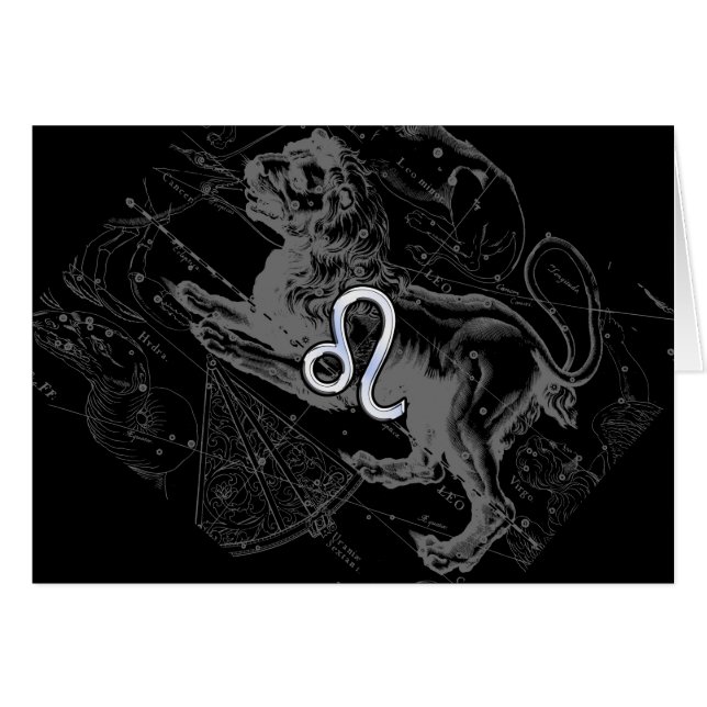 Cartão Cromo Como Leo Zodiac Constelação Mapa Hevelius (Frente Horizontal)