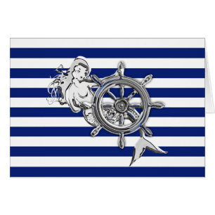Cartão Cromo como Sereia em Stripes Náuticas