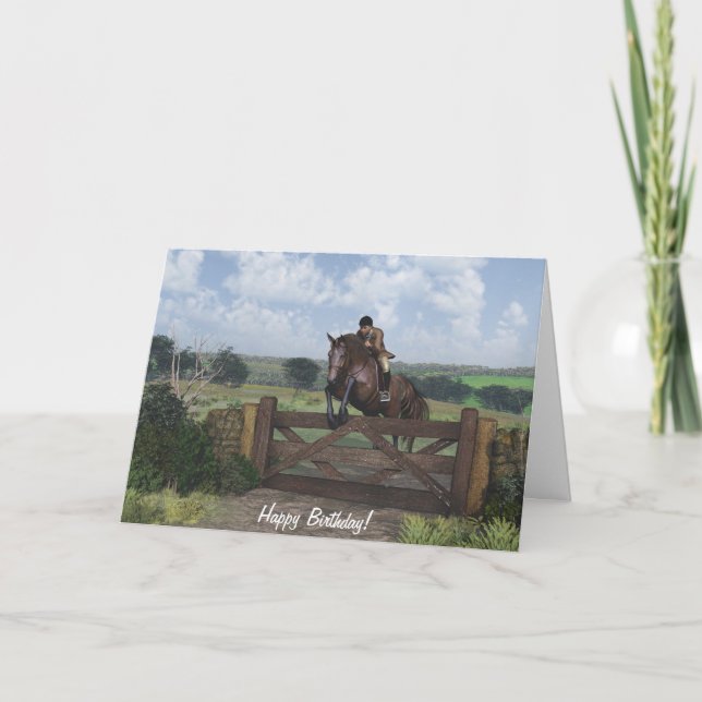 Cartão Cross Country - Jumping Horse Birthday Card (Frente)