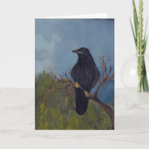 Cartão Crow on Branch Greeting Card