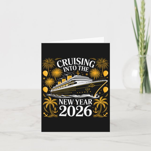 Cartão Cruising Into 2026 New Year Family Vacation Matchi (Frente)