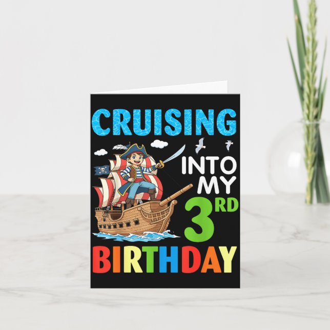 Cartão Cruising Into My 3rd Birthday Rate Little Boy 3 Ye (Frente)