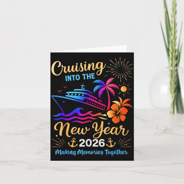 Cartão Cruising Into The New Year 2026 Trip Family Matchi (Frente)