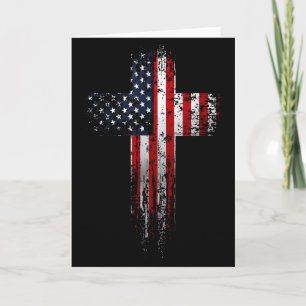 Cartão Cruz Cristã Americana Bandeira Dos EUA 