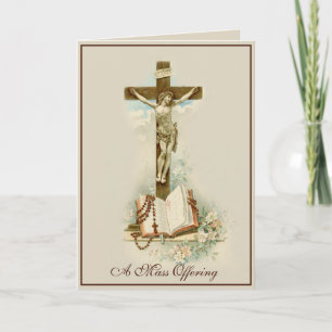 Cartão Cruz de Oferta da Missa Religiosa Católica Tradici