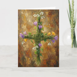 Cartão Cruz de Santa Brígida Junco Verde Crocus Imbolc Ar