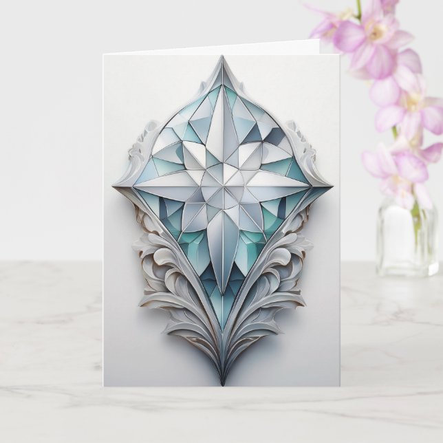 Cartão Cruz decorativa geométrica azul (Orquídea)