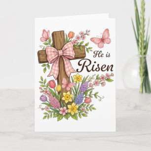 Cartão Cruz Floral Cristã - Ele Ressuscitou Religiosa Pás