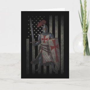 Cartão Cruzado dos Templários Bandeira Americana 4 de Jul