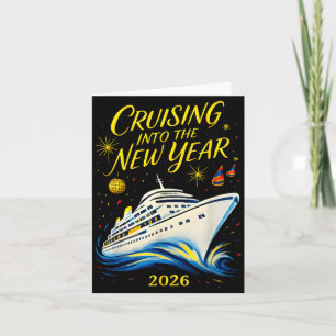 Cartão Cruzeiro de Ano Novo 2026 Navegando para o Ano Nov