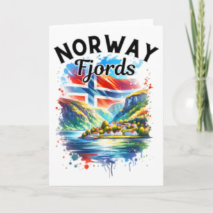 Cartão Cruzeiro dos Fiordes da Noruega Bandeira Noruegues