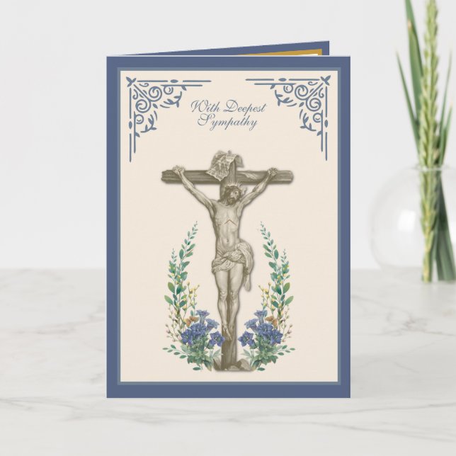 Cartão Cruzifixio Tradicional Católico de Simpatia com Es (Frente)