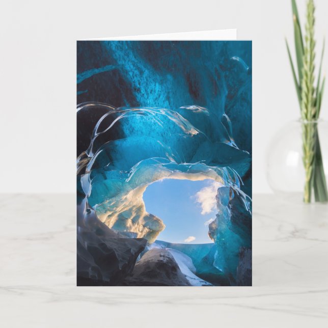 Cartão Crystal Cave, Vatnajokull Icefield, Sul da Islândi (Frente)