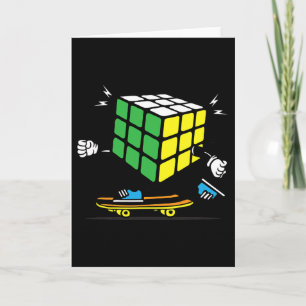 Cartão Cubo de Ciências Puzzle Skateboard Kawaii Skater D