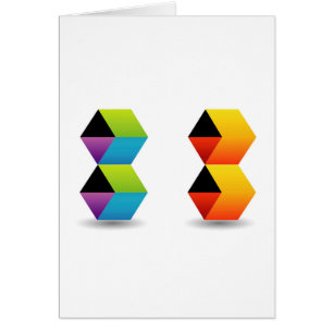 Cartão cubos e sombra coloridos