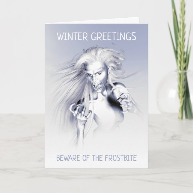 Cartão Cuidado com a Geada. Vampiro de gelo (Frente)