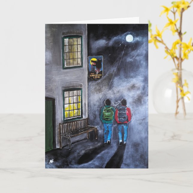 Cartão Cuidado com a pintura da lua de Alfred Fox (Flor Amarela)