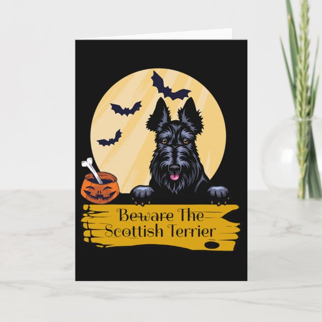 Cartão Cuidado com o Scottish Terrier Olá (Frente)