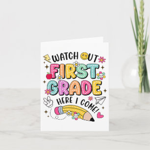 Cartão Cuidado Primeiro Ano Aqui Vou Eu De Volta às Aulas