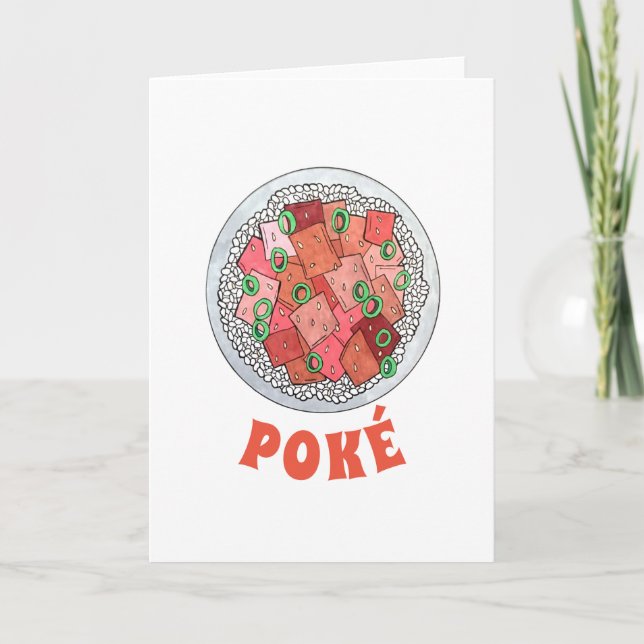 Cartão Cuisine Havaiana Ahi Tuna Poké Bowl Comida Havaian (Frente)