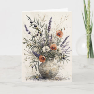 Cartão Cumprimento Botânico de Lavanda & Oliva Mediterrân