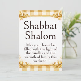 Cartão Cumprimento de Shabbat Shalom, Xadrez Marrom Branc