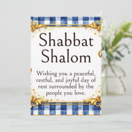 Cartão Cumprimento de Shabbat Shalom, Xadrezinho Azul Bra