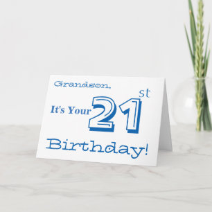 Cartão Cumprimento do aniversário de 21 anos do neto em