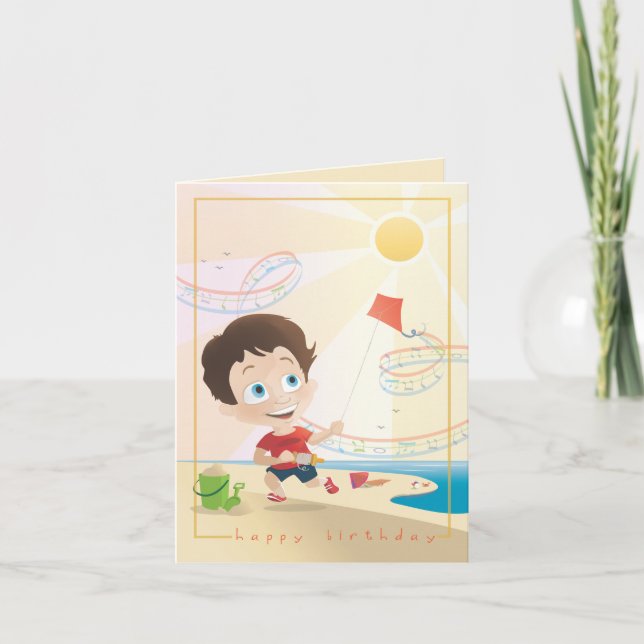 Cartão Cumprimento do aniversário do verão. 2/12. (Frente)