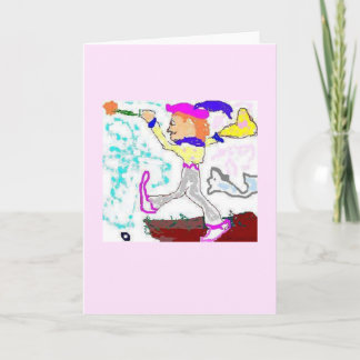 Cartão Cumprimento do tolo de Tarot (fundo cor-de-rosa)