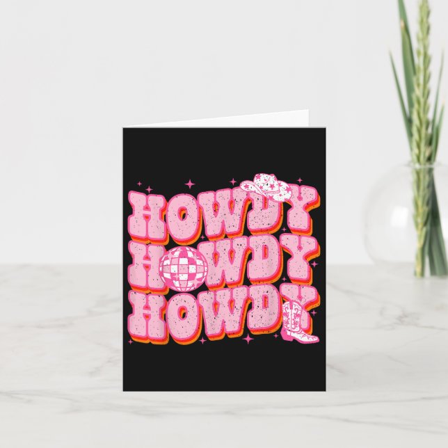 Cartão Cumprimento Menina Oeste Sul País Rodeio Rosa Vaca (Frente)