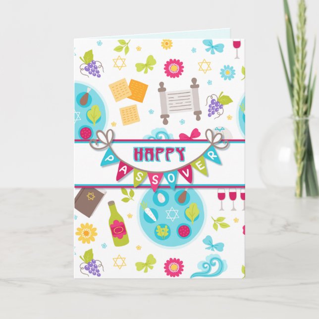 Cartão Cumprimento moderno colorido do Passover (Frente)