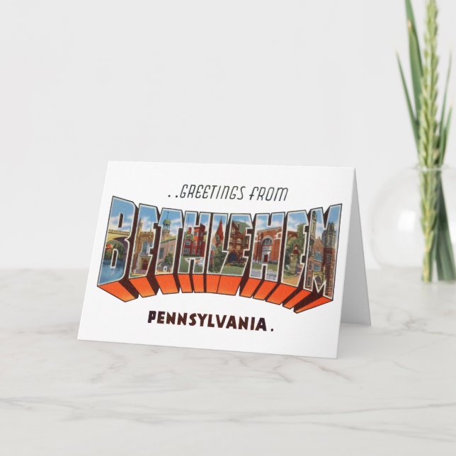 Cartão Cumprimentos de Bethlehem Pensilvânia (Frente)