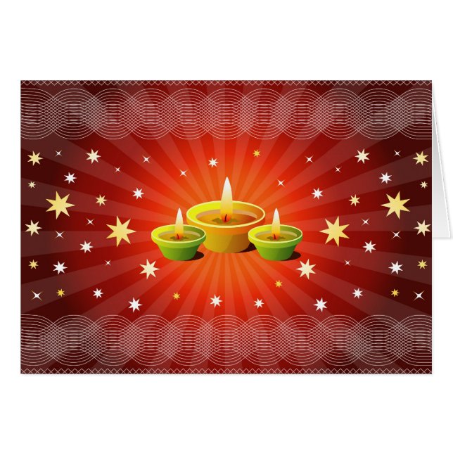 Cartão Cumprimentos de Diwali (Frente Horizontal)