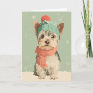 Cartão Cumprimentos de Férias para Yorkie