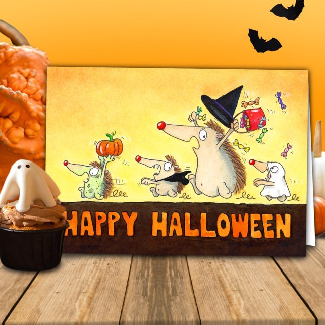 Cartão Cumprimentos de ouriços de Halloween (Criador carregado)