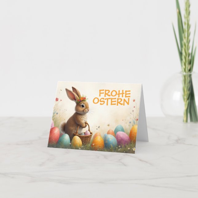 Cartão Cumprimentos de primavera do coelho de Páscoa (Frente)